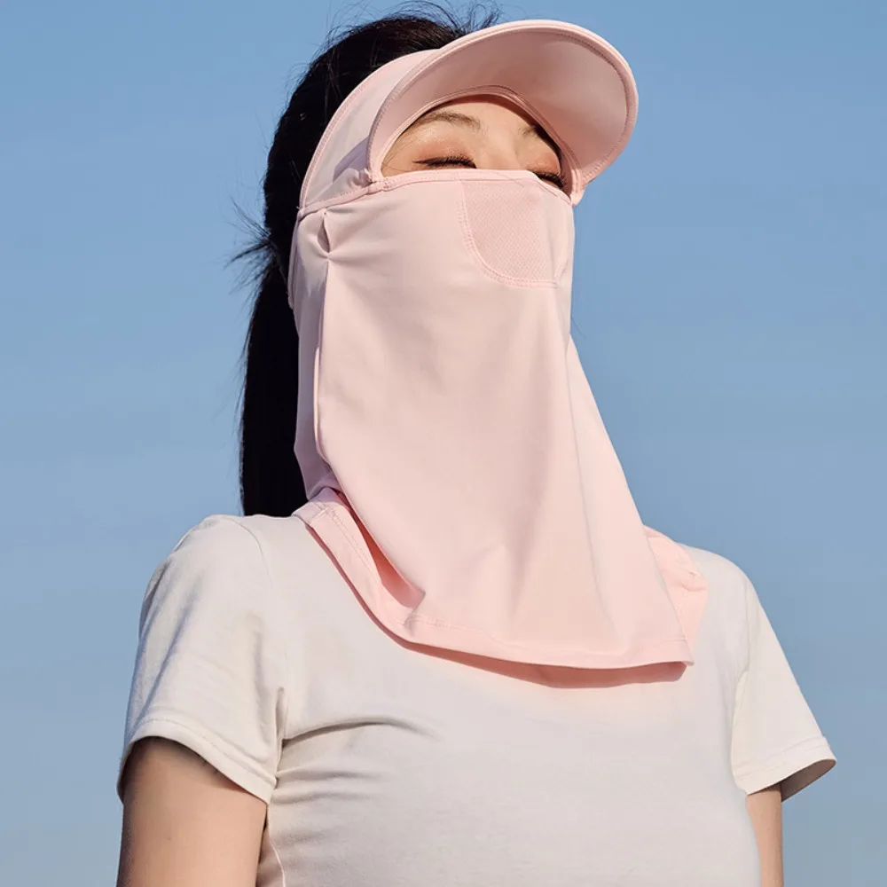 

Thin Solid Color Sunscreen Face Cover Scarves Neck Protector Ice Silk Mask Eye Protection Visor UV Protection Veil Hiking