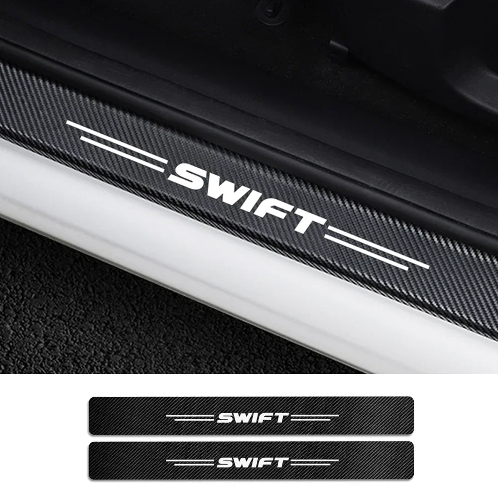 

4PCS Car Threshold Pedal Sticker For Suzuki Swift Car Door Sill Protector Carbon Fiber Vinyl Sticker Auto Styling Accessories