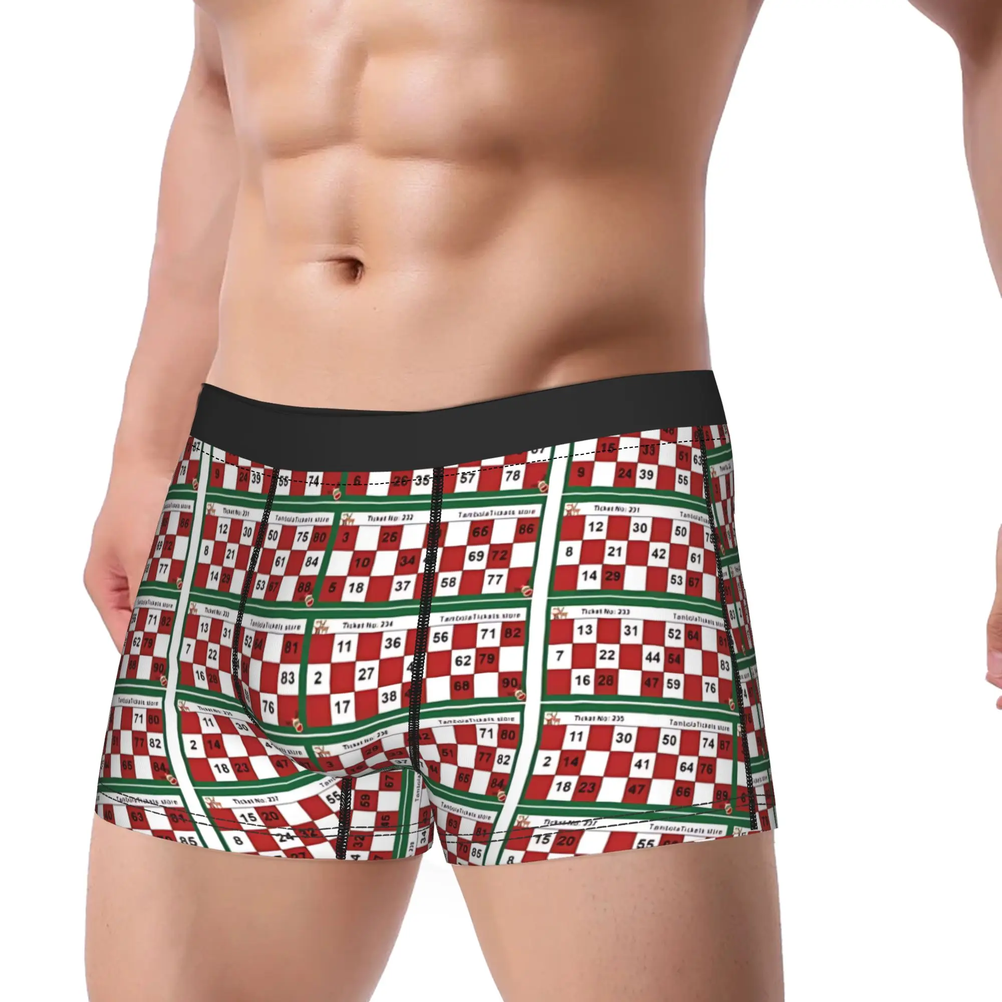 1piece Full Bingo Card Design with Numbers  Underpants Homme Panties Man Underwear Comfortable Shorts