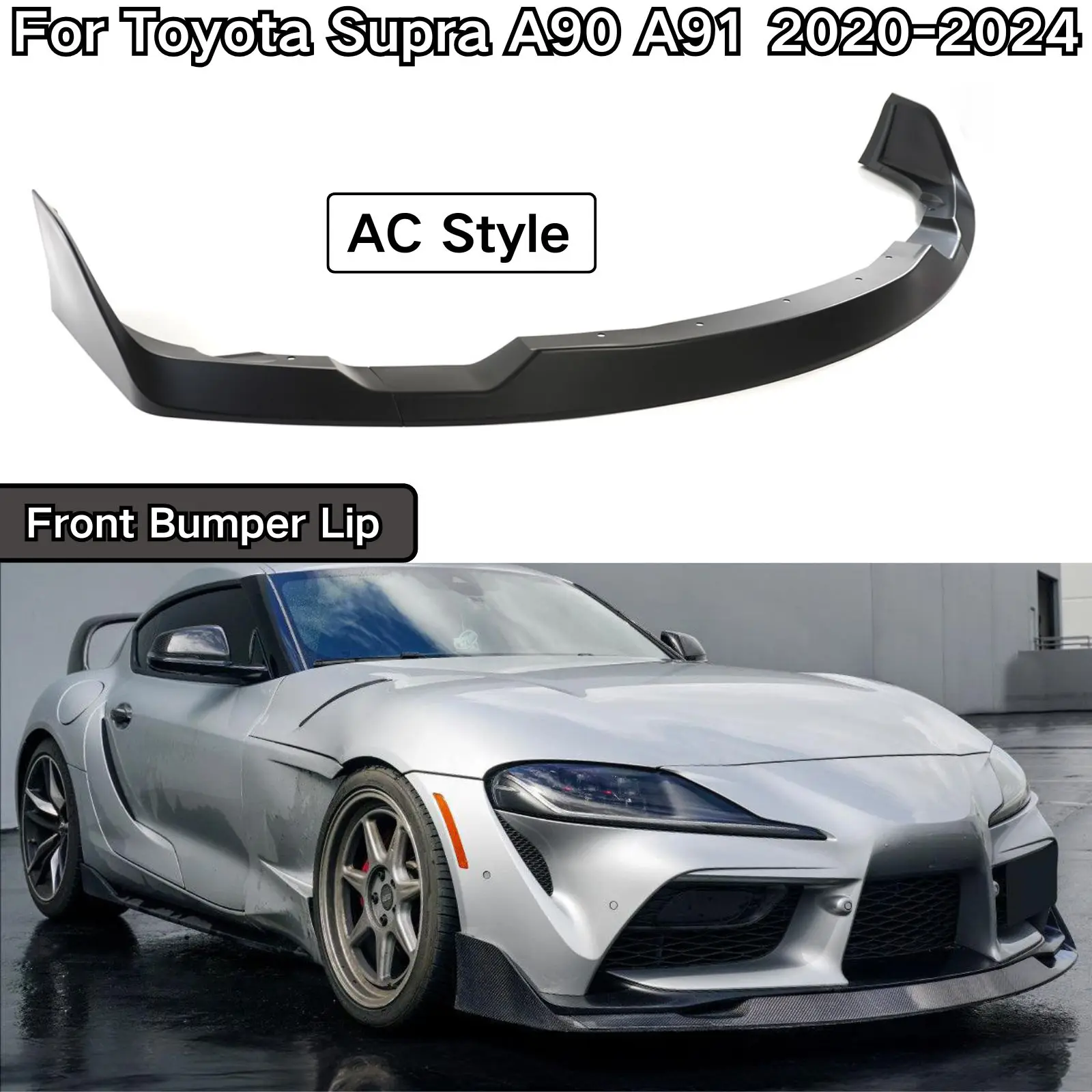 3 шт. передний бампер для Toyota Supra A90 A91 2020-2024, спойлер, сплиттер, автомобильные аксессуары, углеродное волокно, принт, глянцевый черный 3 шт. передний бампер для Toyota Supra A90 A91 2020-2024, спойлер, сплиттер, автомобильные аксессуары, углеродное волокно, принт, глянцевый черный