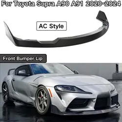 3PCS Front Bumper Lip For Toyota Supra A90 A91 2020-2024  Spoiler Splitter Cars Accessories Carbon Fiber Print Glossy Black