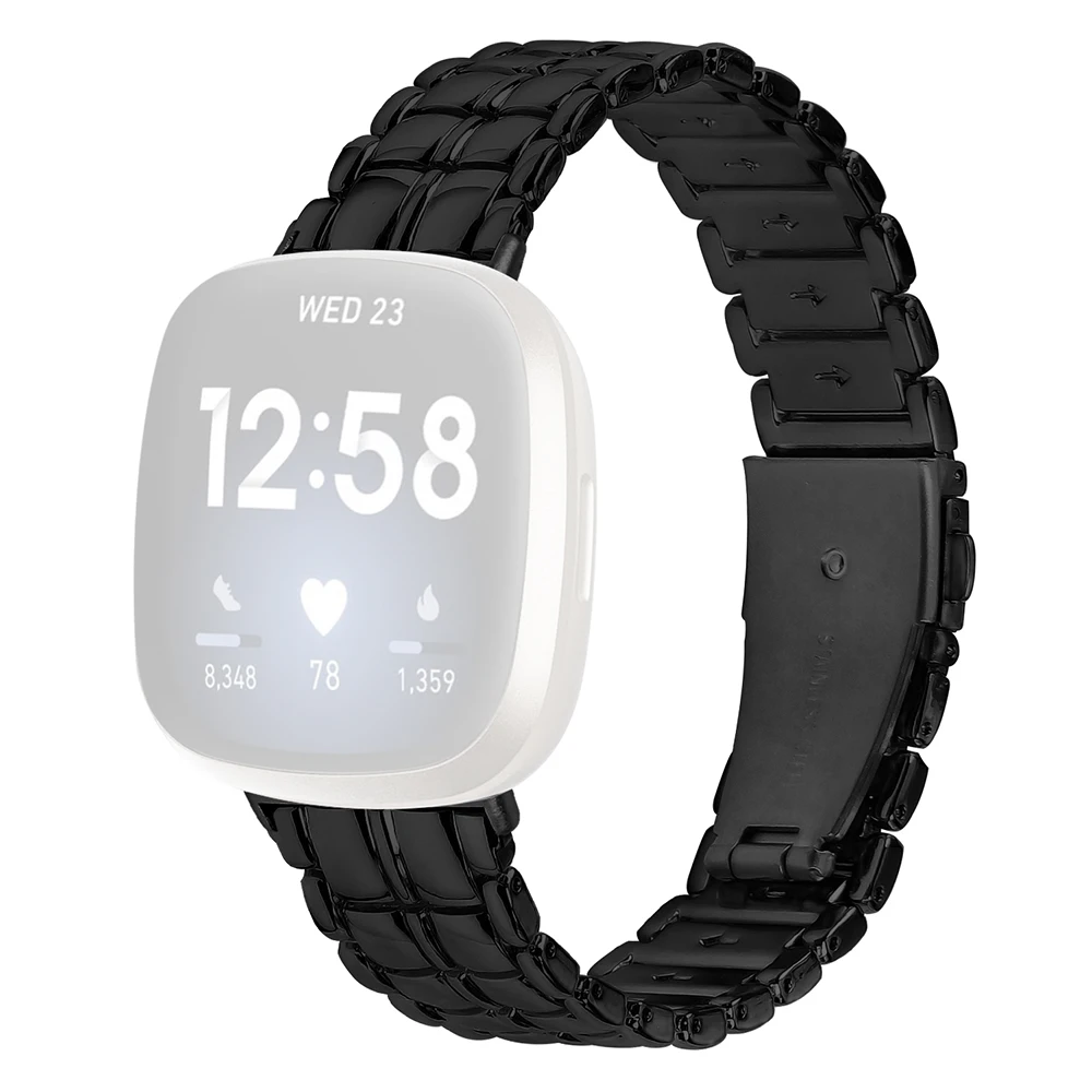 

For Fitbit Versa 4 / Sense 2 Smartwatch Metal Replacement Wrist Strap - Black