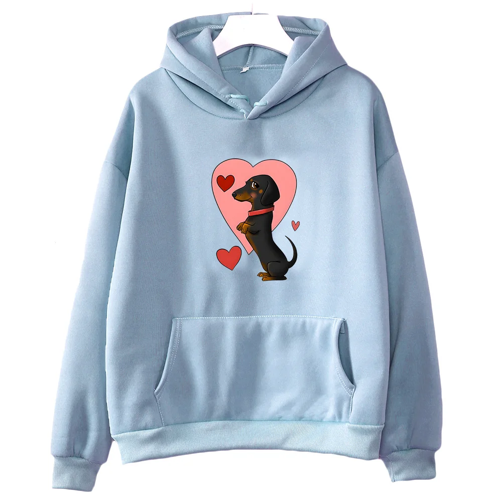 Dachshund Graphic Hoodies Cute Animal Printing Clothing Female Lovey Hooded Pullovers Fall Winter Fleece Sweatshirt Unisex Hoody