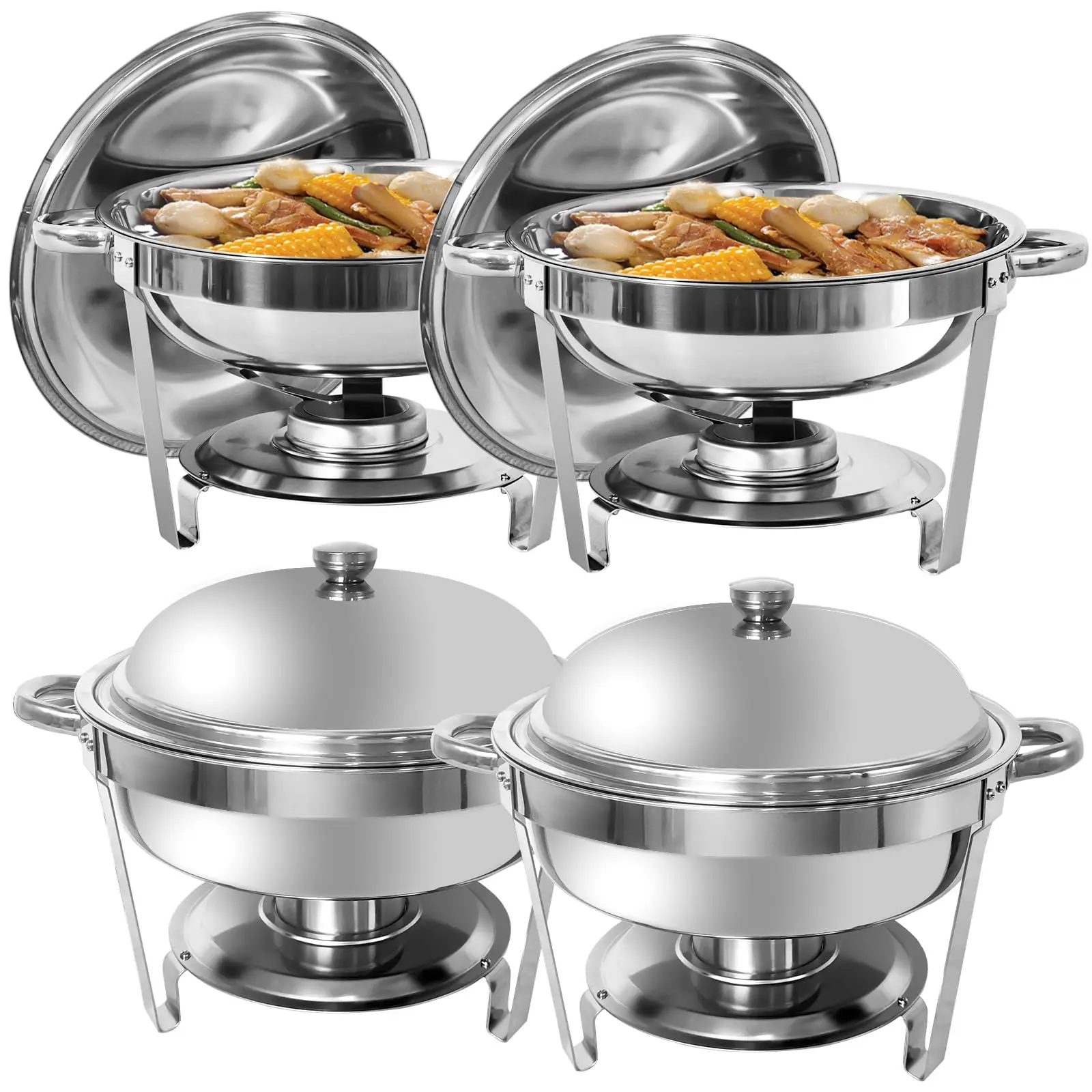 

4 упаковки посуды 5QT, круглый набор посуды из нержавеющей стали для домашних вечеринок, рождественских встреч, общественного питания