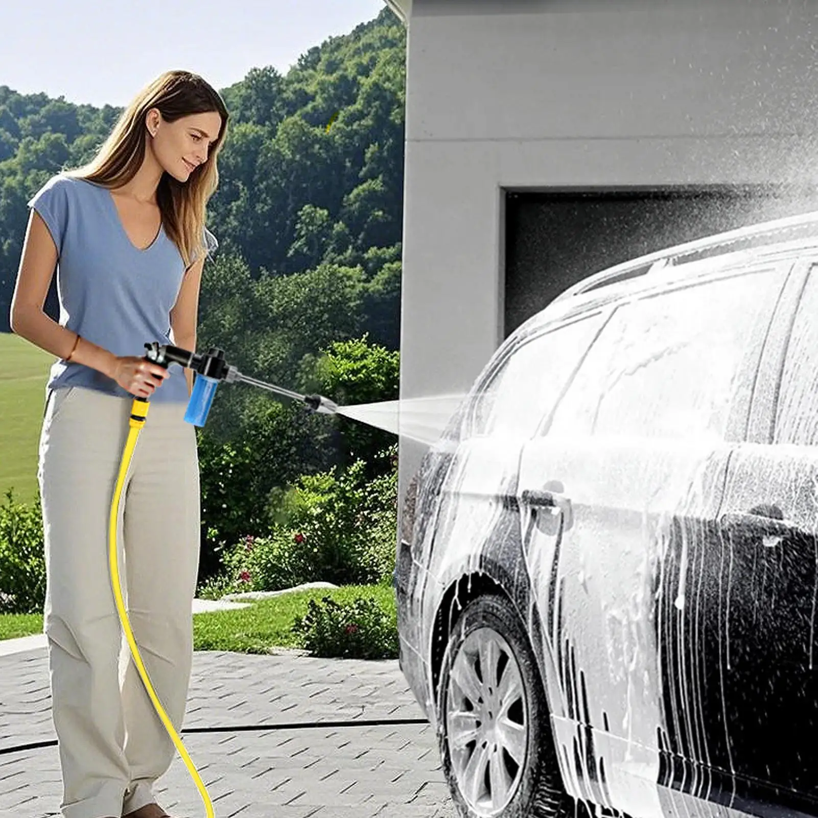 Garden Hose Nozzle High Pressure Sprinkler Spray Nozzles adjustable water pump with accessories for Car Wash Watering