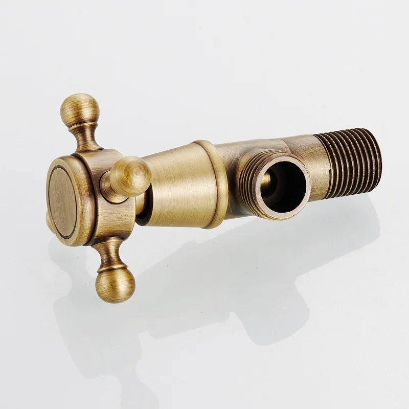 European retro hot and cold water stop valve, cross handwheel, triangle, all copper thickened bathroom angle valve