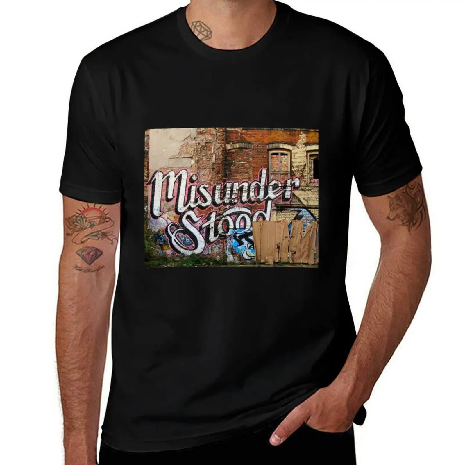 Misunderstood - Graffiti on an abandoned factory in Berlin, Germany T-Shirt Plus Size Short Sleeve T-Shirt