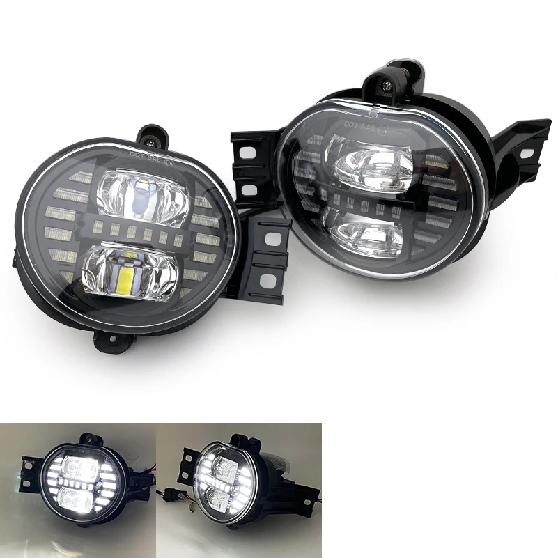 

2Pcs LED DRL Fog Light Lamps With Daytime Running Lamp Assembly For Dodge RAM 1500 2500 3500 03-08 Durango 04-06 .