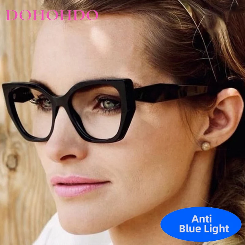 Vintage Big Cat Eye Designer Brand Women Men Optical Eyeglasses Computer Play Games Anti-Blue Light Unisex Glasses Lentes Очки