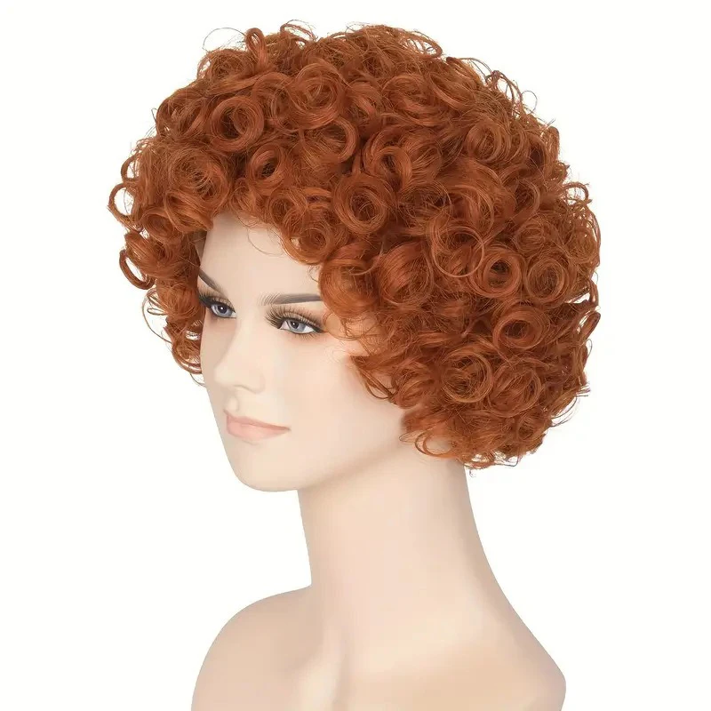 Brązowa Peruka Instant Noodle Roll Afrykańska Peruka Fluffy z Włókna Wysokotemperaturowego z Guzikami i Siatką Dekoracja na Festiwal Imprezę Zestaw Włosów Unisex Pełna Peruka