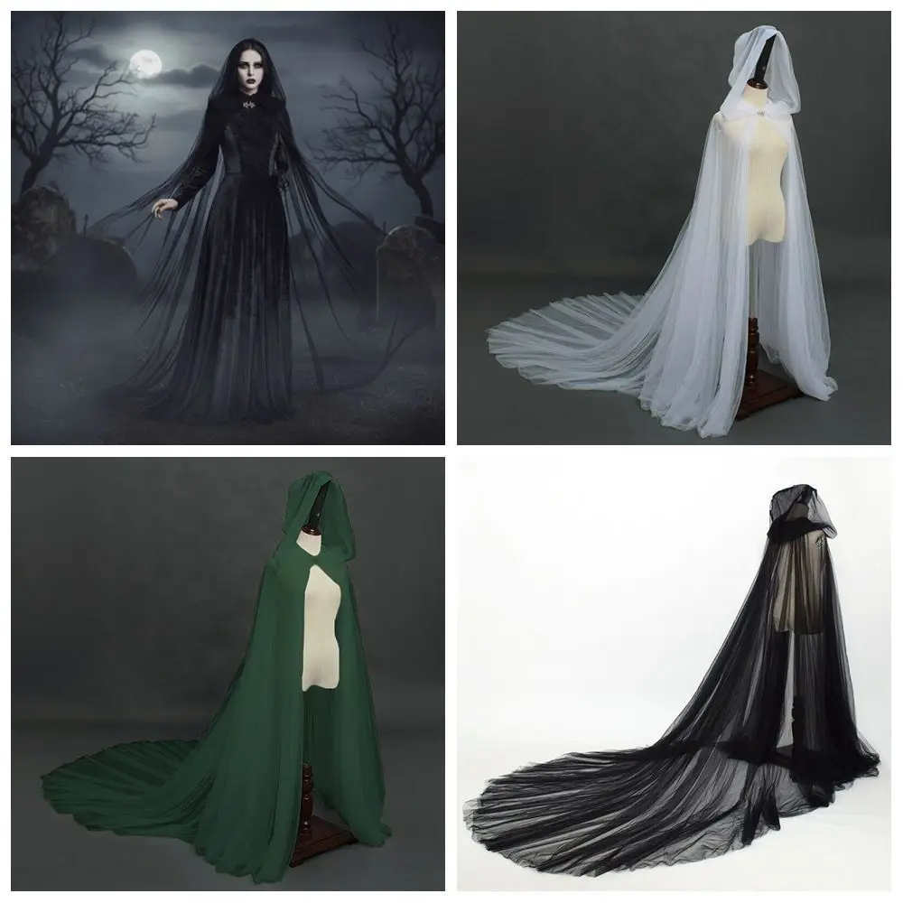 

New Design with Oversized Hood Halloween Hooded Cloak Lace-up Vintage Vintage Hooded Cape Black Color Cosplay Costume