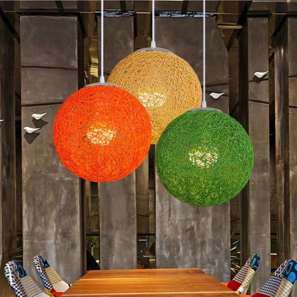 Round Concise Hand-woven Rattan Vine Ball Pendant Lampshade Light Lamp Shades Light Accessories 15cm Diameter for Bar Bedroom