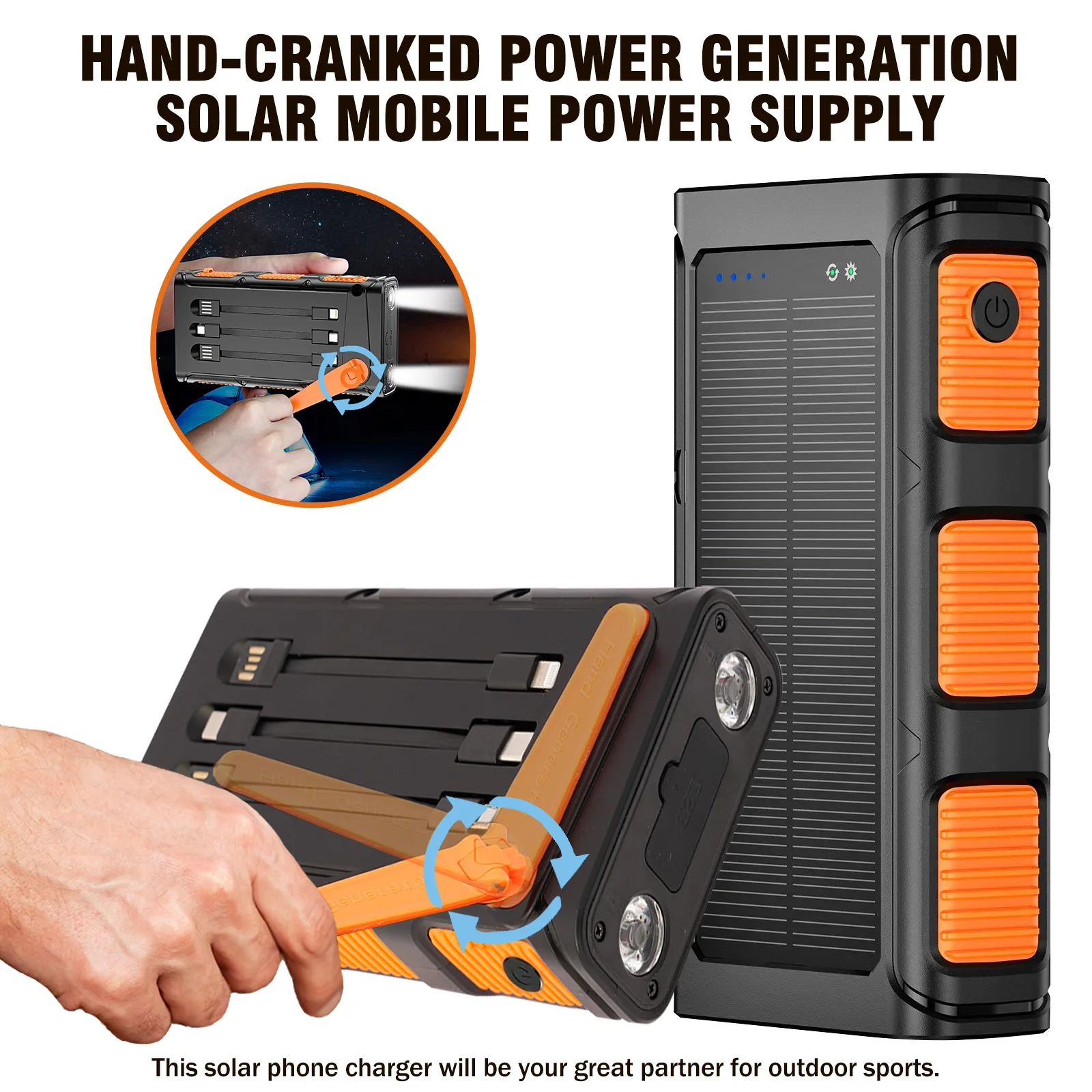 20000mAh Solar Power Bank with Fast Charging and Flashlights