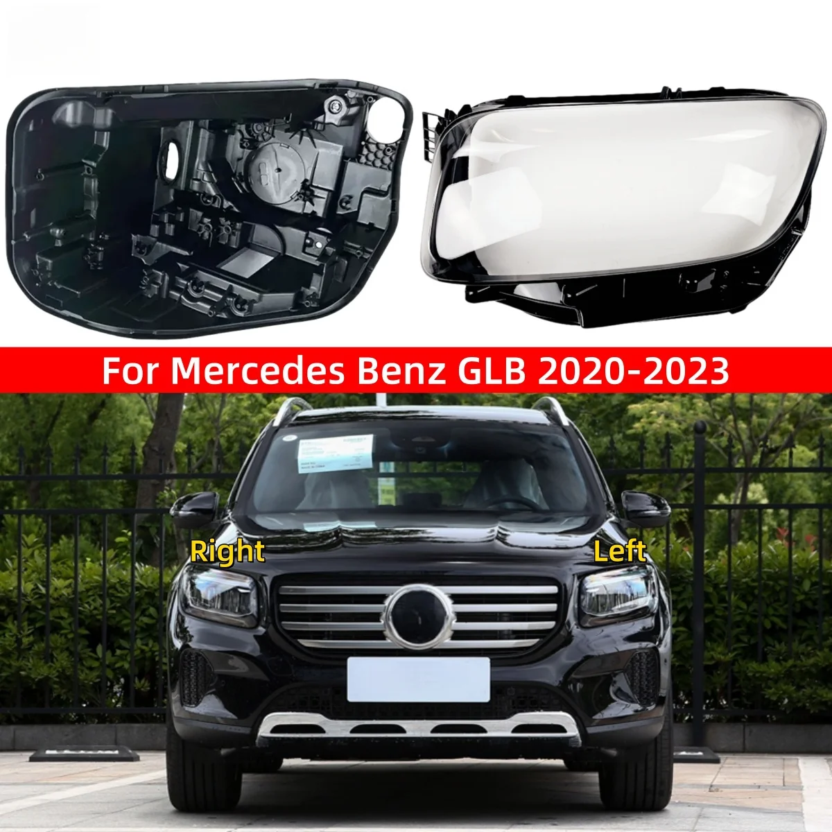 

For Mercedes Benz GLB 2020 2021 2022 2023 GLB200 GLB250 GLB247 Car Lights Shell Glass Headlight Headlight Bulb Holder