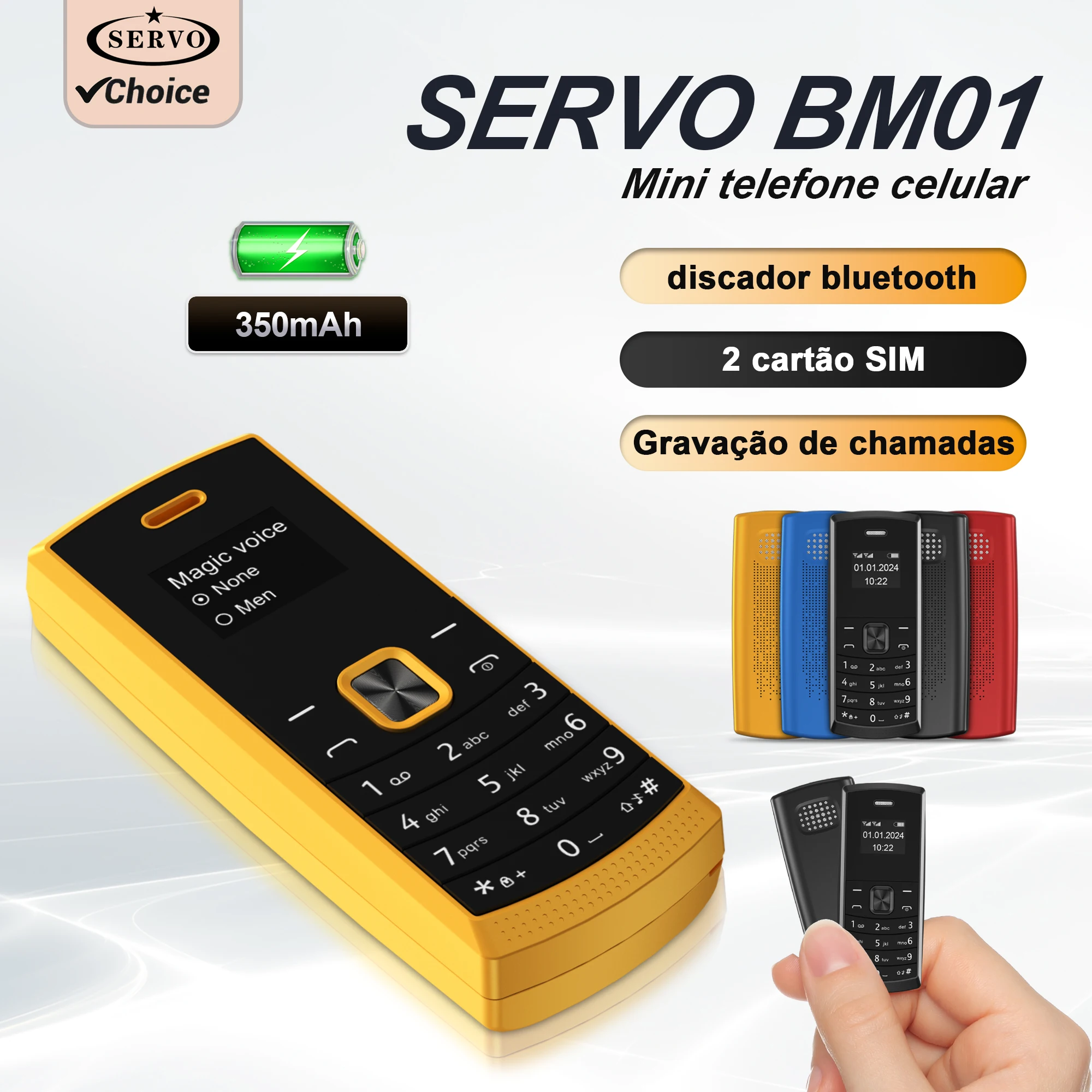SERVO Mini Backup Mobile Phones 2G GSM Speed Dial Bluetooth Sync Portable Tiny Cell Phone Blacklist Call Recording Magic Voice