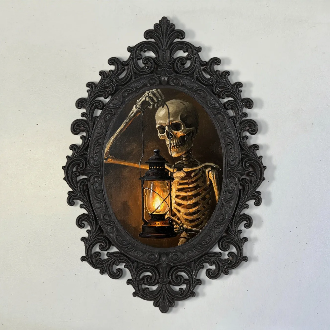 Black Plastic Gothic Picture Frame, Surreal Skeleton Art Print Photo Frame, Wall Hanging Decor for Bedroom Living Room Home