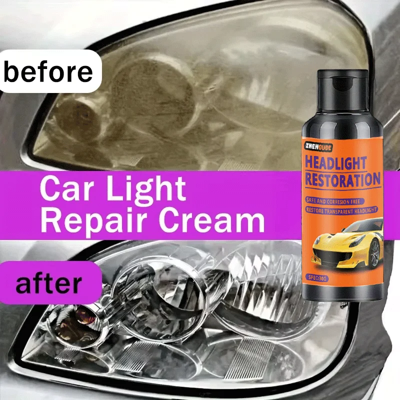 30ml Headlight Restoration Fluid, Quick Remove Yellowing & Oxidation, DIY Headlight Cleaner for Foggy Lenses
