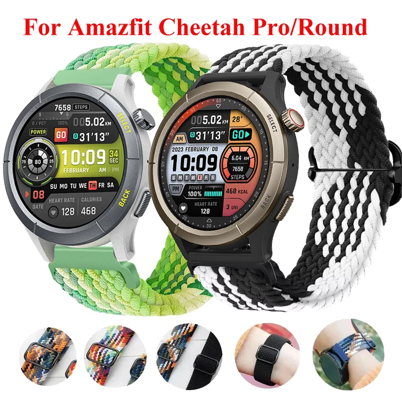 Boucle Solo tressée 22mm 20mm, pour Amazfit Active/Active 2/Bip 3 3Pro Bip 5 5 Unity, Bracelet pour Amazfit GTR 4 GTS 2 3 4mini