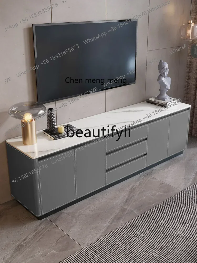 

178A Minimal saddle leather rock panel TV cabinet Nordic small apartment bedroom locker