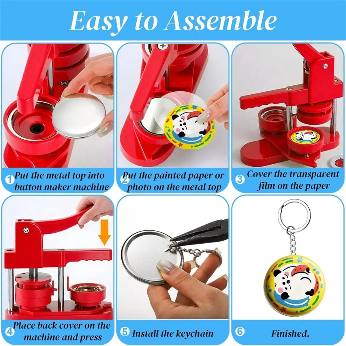DT834 TRENDY~100 Pack Button Maker Keychain Supplies, 58 mm / 2.25 Inch Metal Pin Making Kit for Button Maker Machine,Blank Badg