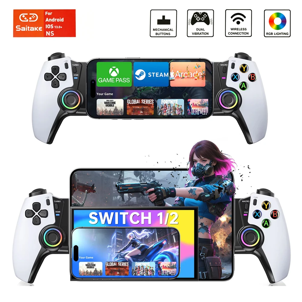 

STK-7011 Для Switch 2/Switch/OLED с джойстиком Hall, цельный портативный контроллер для мобильных телефонов iPhone и Android