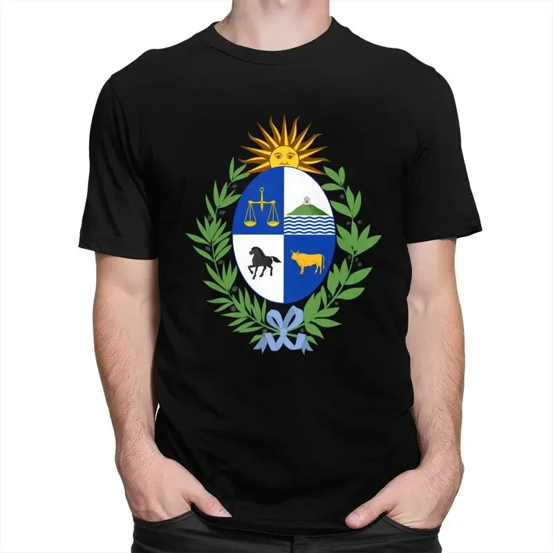 Male Coat Of Arms Of Uruguay T Shirts Short Sleeves Cotton Tshirts Cool T-shirt Summer Tee Tops Plus Size Apparel