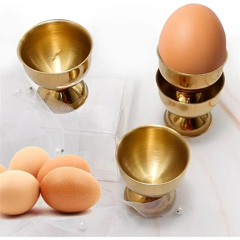 SEWS-Kitchen Tool Stainless Steel Egg Cups, Gold Egg Holder Set Of 8 For Hard Soft Boiled Eggs