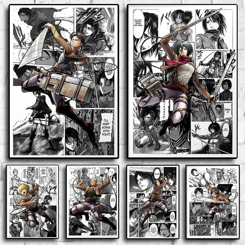 Japan Anime Attack on Titan Poster Cartoon Posters Canvas Painting Wall Art Home Decor Pictures For Living Room Decoration