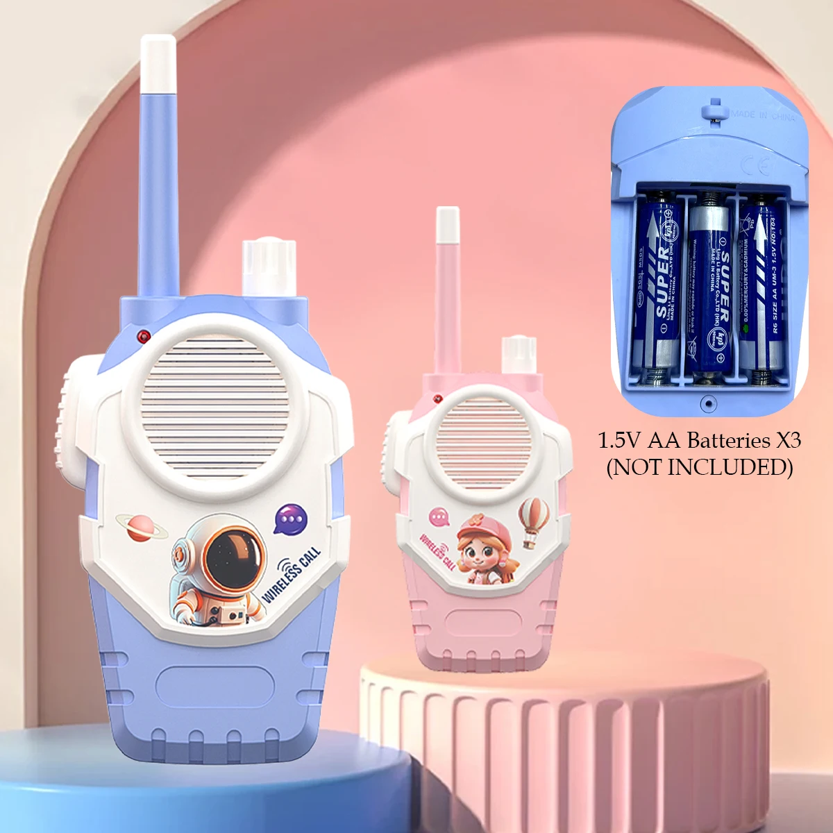 2 Buah Mainan Walkie-Talkie Anak-anak, Set Walkie Talkie Interaksi Jangkauan Penerima Dua Arah untuk Perjalanan Luar Hadiah Berkemah Mendaki