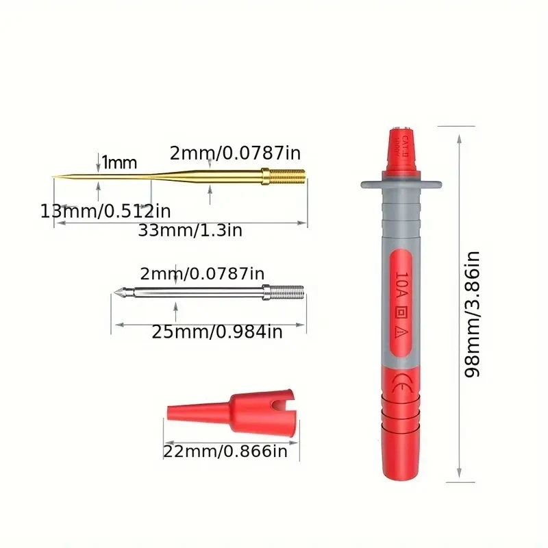 Cleqee P8003 Series Multimeter Test Probe Set with 4mm Banana Plug Adapter Replaceable 1mm/2mm Needle Pin Multi-purpose Test Pen