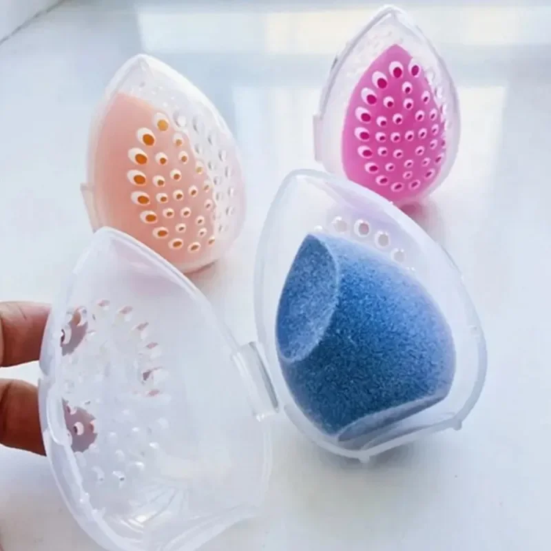 Makeup Sponge Storage Case Multi-hole Moisture-proof Transparent Beauty Sponge Holder Cosmetic Container Stand Teardrop-shaped