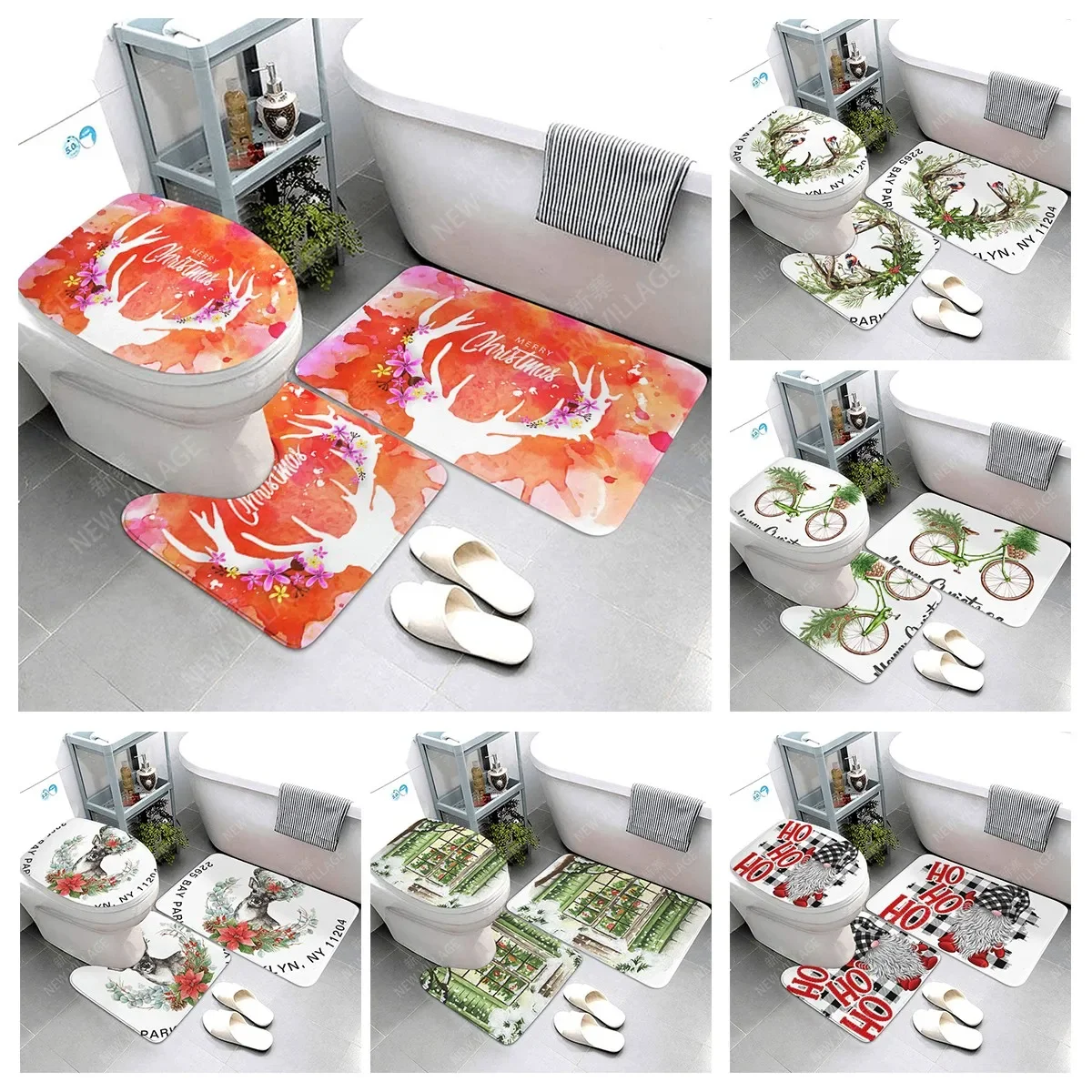 

Non slip shower mat bathroom carpet shower mathome decoration Christmas surrounding decoration water absorption bathtub carpet