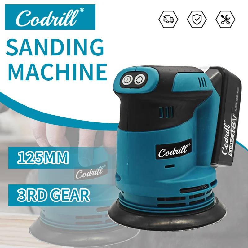 

18V Brushless Cordless Rechargeable Disc Random Orbital Sander Woodworking Sanding Putty Polishing Bare Tool For Makita Battery