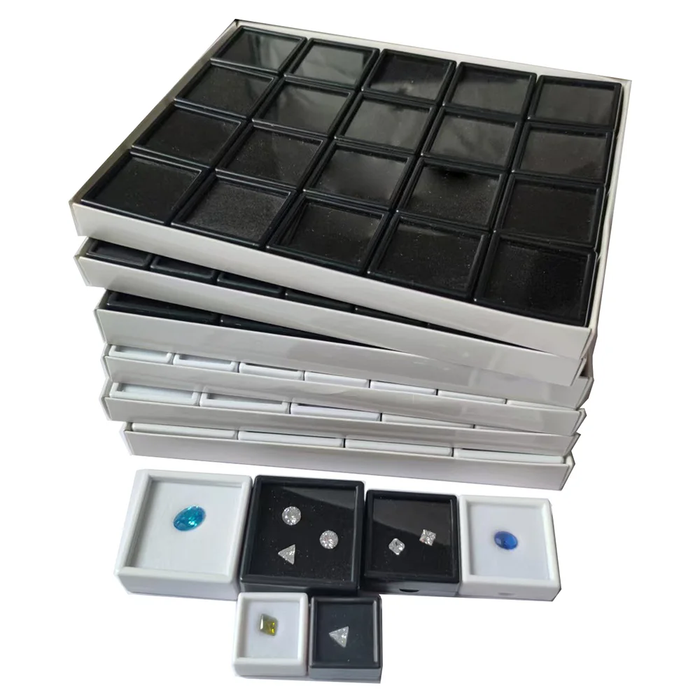 

Square Diamond Storage Box Pendant Coin Container Gemstone Zircon Gift Packaging Organizer Gems Stone Badge Jewelry Display Tray