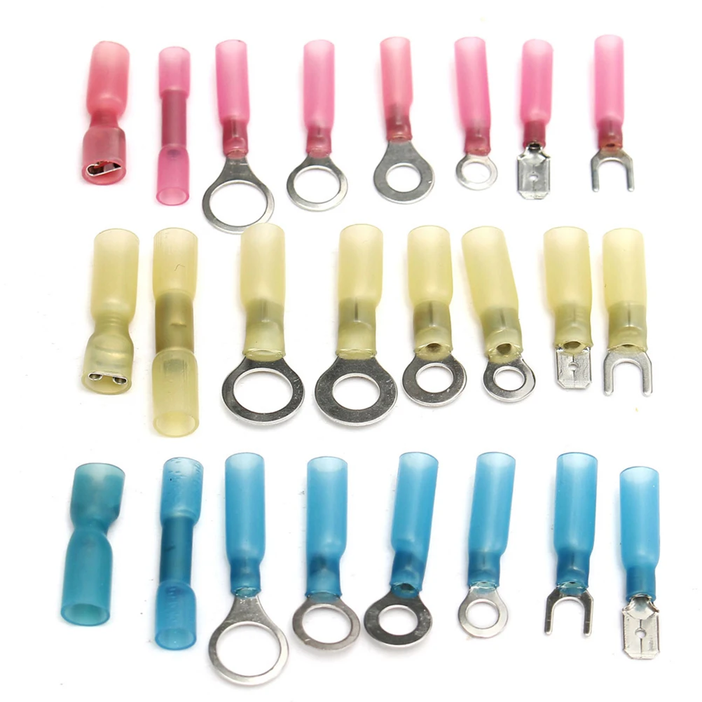 

240pcs Waterproof Terminal Box Heat Shrink Connectors Splice Wire Butt Terminals Fork Ring Hook Quick Disconnect Marine
