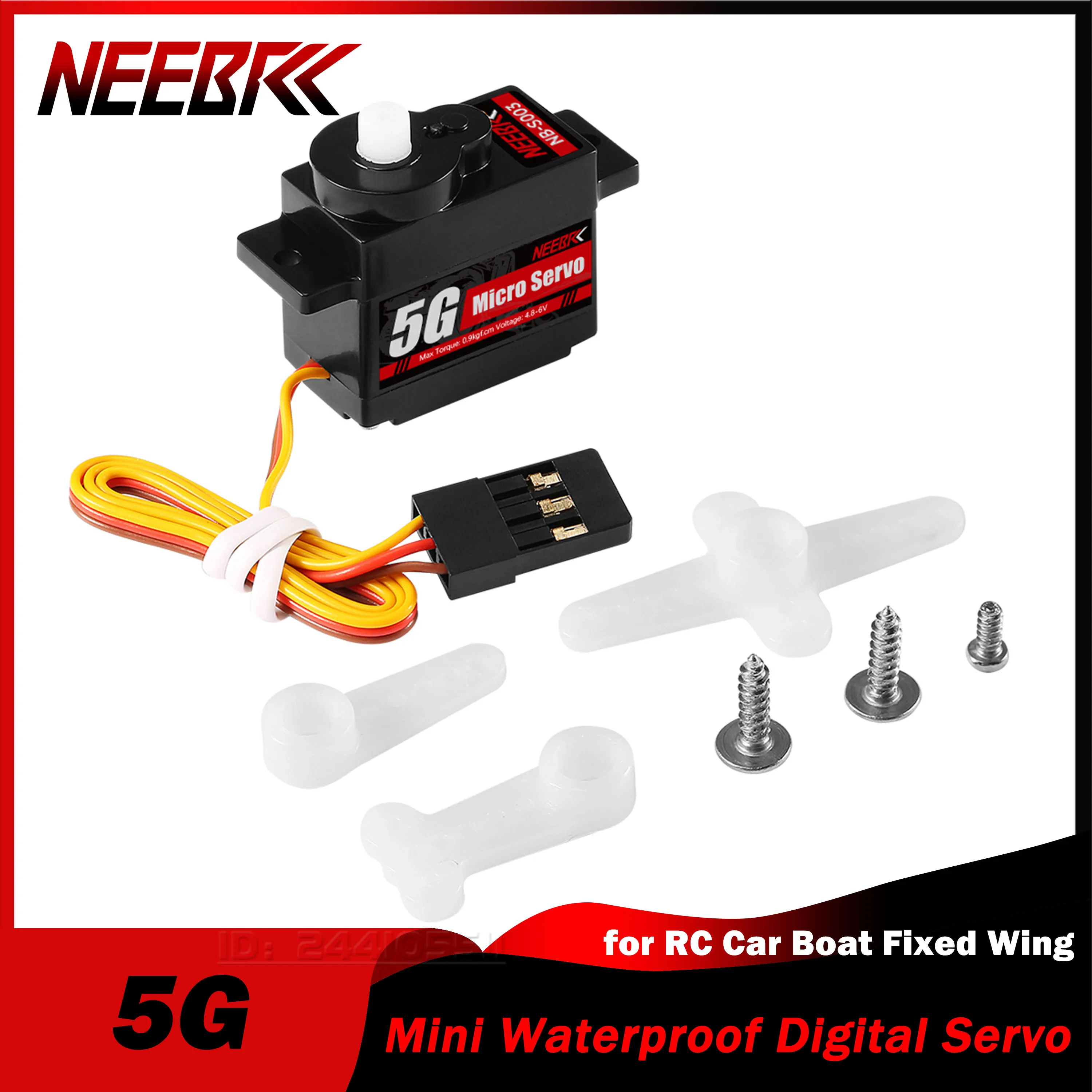 

NEEBRC 5g Mini Digital Servo Plastic Gear Waterproof Coreless Motor for RC Car WLtoys K989 K969 Boat Fixed Wing Robot Helicopter