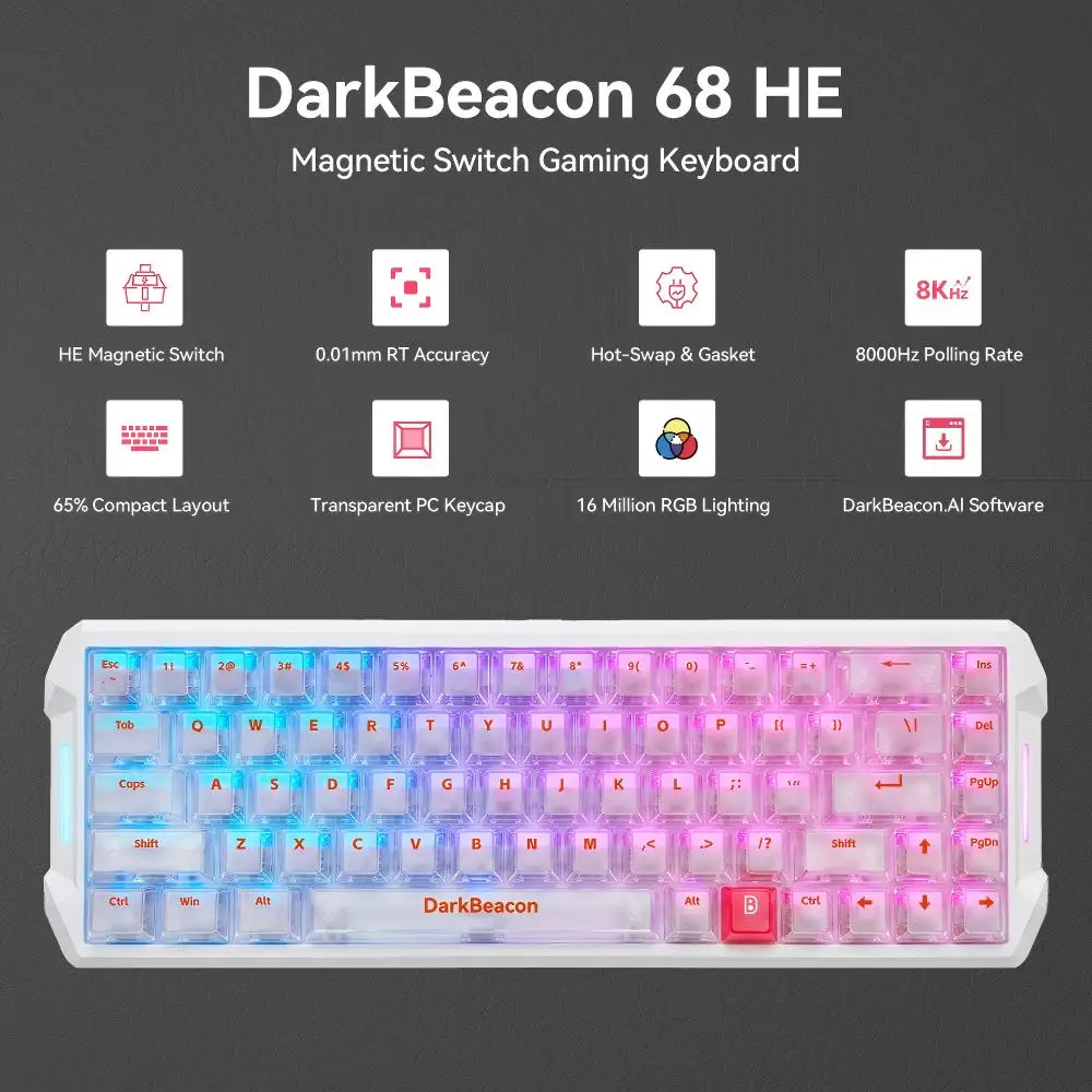 DarkBeacon Teclado Magnetico 68 HE 8K Polling Rate 0.125Ms🤑 Valor: R$ 200,43