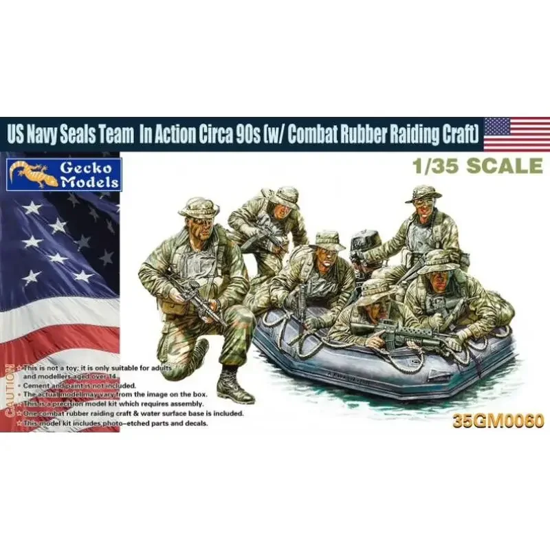 

Gecko Models 35GM0060 1/35 US Navy Seals Team In Action Circa 90s (w-Combat Rubber Raiding Craft) - Scale Model Kit