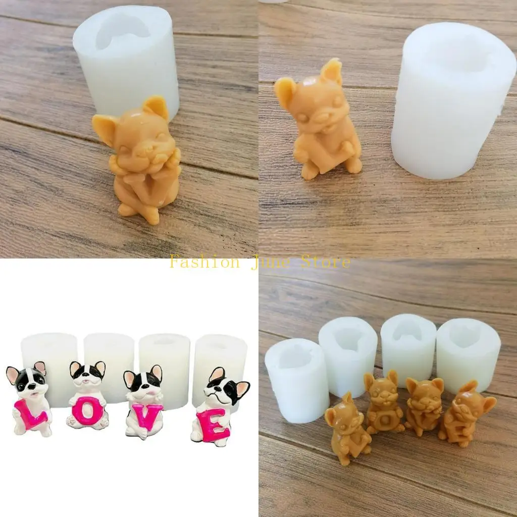 N5KA 4 قطع LOVE Little Dog قالب من السيليكون الراتنج إيبوكسي كرافت بوليمر كلاي كرافت