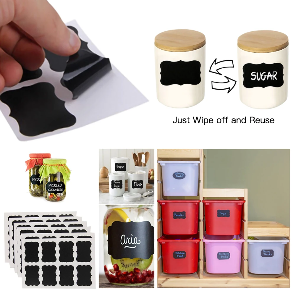 1pc Chalkboard Labels Bulk Dishwasher Safe Chalk Board Mason Jar Labels Removable Waterproof Blackboard Sticker Label