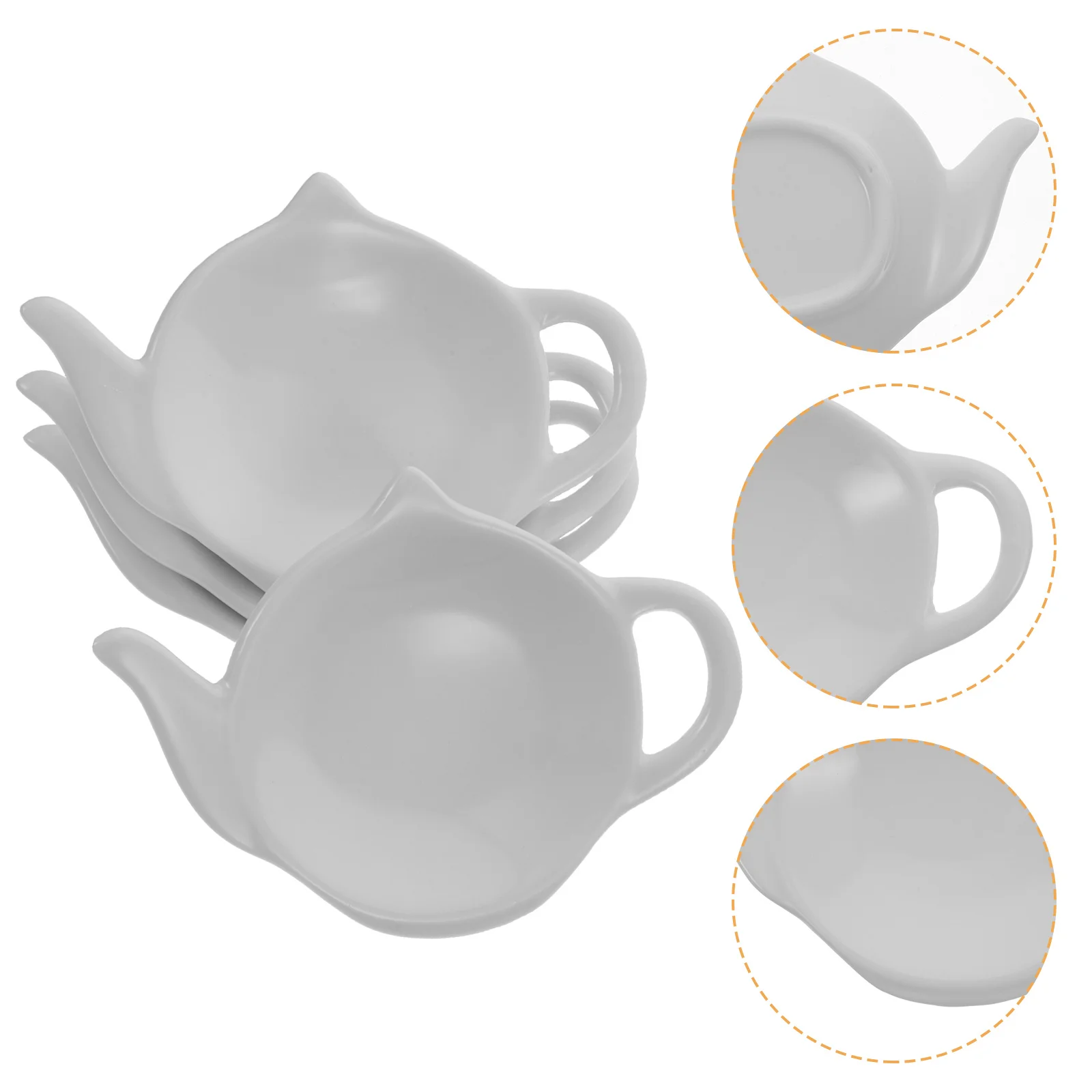 

4Pcs Ceramic Teabag Holder Teapot Shape Heat Resistant Sauce Dish Snack Bowl Tea Bag Organizer Dipping Plates Tea Bag Holder