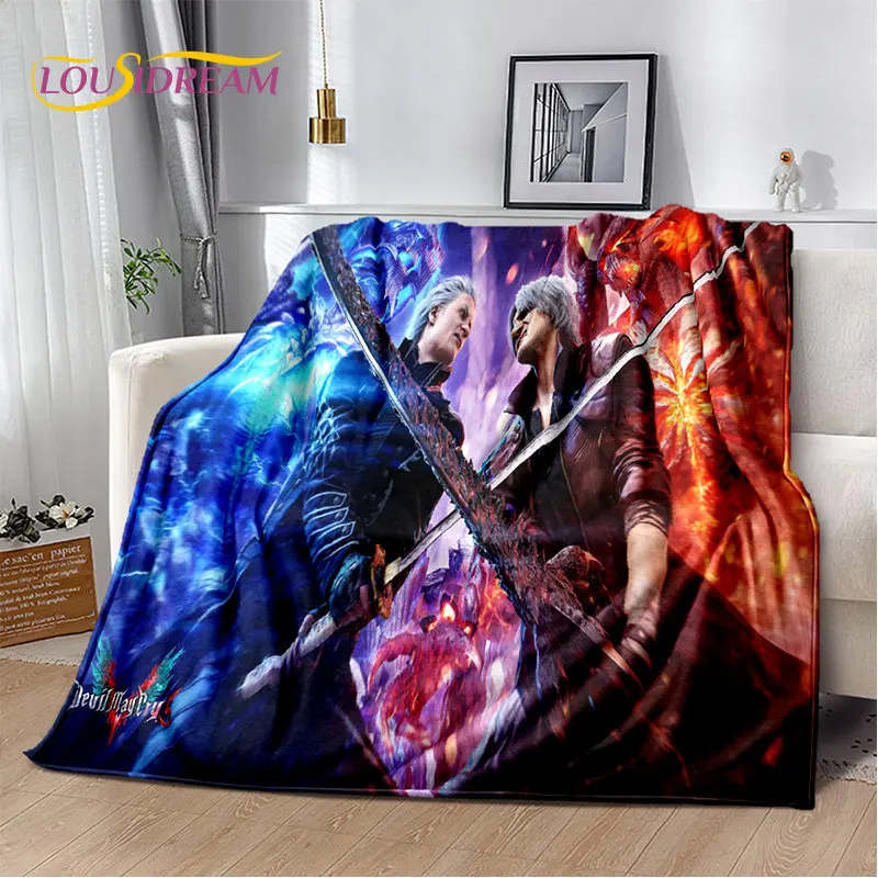 3D d-devil May Cry DMC Game Gamer miękki pluszowy koc, flanelowy koc rzut koc do salonu łóżko sypialniane Sofa piknik okładka