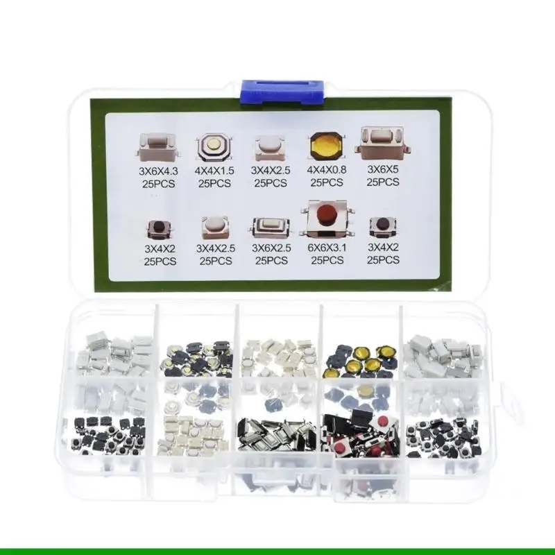 

U55C 10 Models 250Pcs Push Button Switches Includes Plastic Storage Case