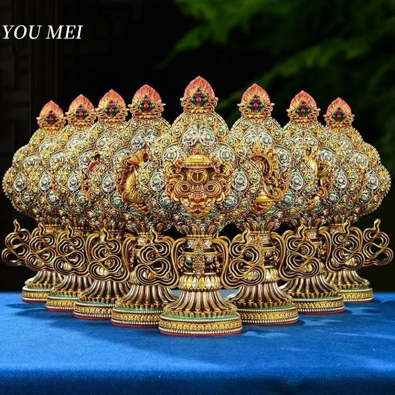 1Set Buddhism Ghee Flower,Engraving Tibetan Resin Eight Auspicious Handicrafts,DORA Tantric Altars Ornament,Buddhist Item