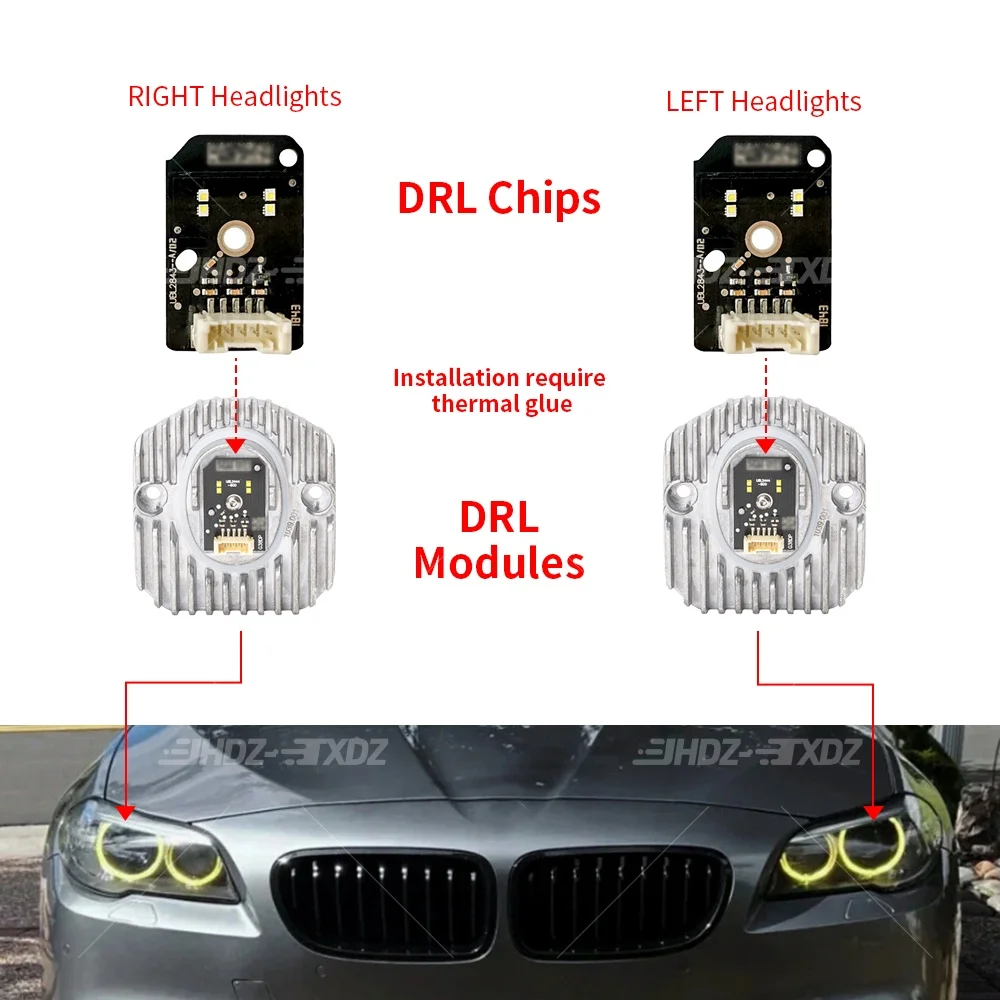 لسيارات BMW 5 Series G30 G31 F90 M5 G32GT 2017-2020 LED المصباح النهار الجري الخفيف غير RGB عيون الملاك DRL وحدة 63117214934 #3