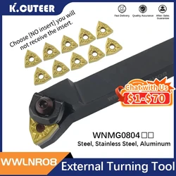 1pc WWLNR1616H08 WWLNR2020K08 WWLNL3232P08 External Triangul Turning Tool Holder WNMG08 Carbide Inserts Lathe Cutting Tools Set