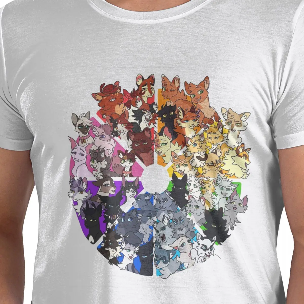 

Футболка Warrior Cats Color Wheel из 100% хлопка, мужские классические футболки, мужские футболки с круглым вырезом и коротким рукавом, S-6XL