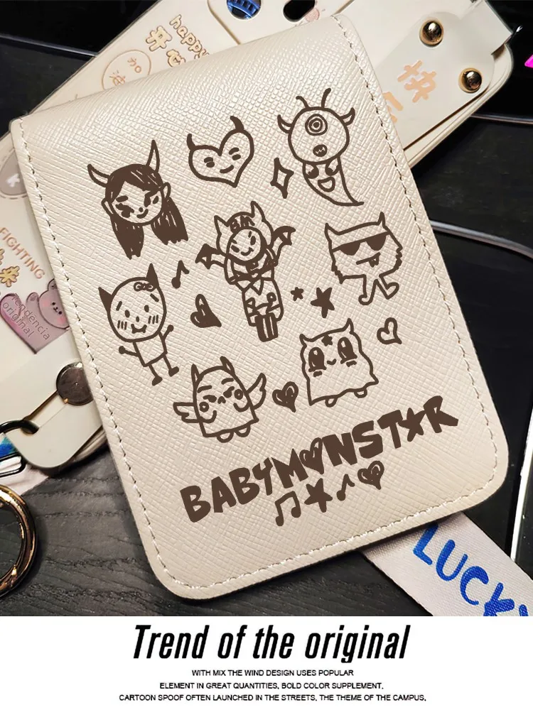 babymonster-デュアルユース運転免許証と-id-カードホルダー保護カバー財布女性用カジュアルシンプルスタイルプリントレザー