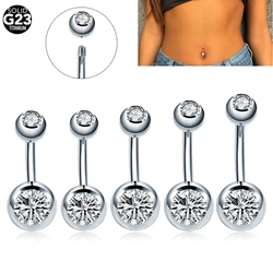 10pcs/lot Titanium Navel Belly Button Ring Oreja Piercing 14G Double Round Cubic Zirconia Belly Piercings Sexy Ombligo Jewelry