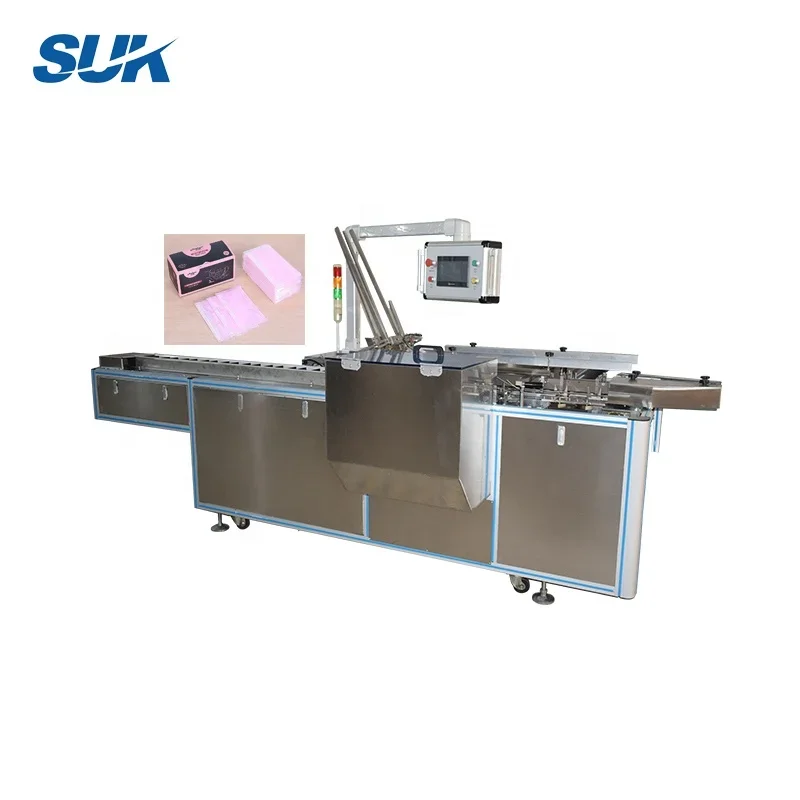 Fully automatic mini paper cardboard cartoner packaging machine carton case making packing machinery with printer